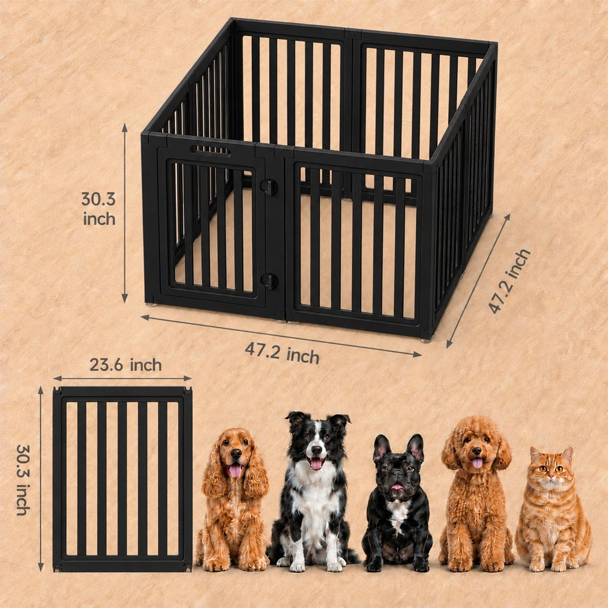 everfront Pet Playpen in 30", Black