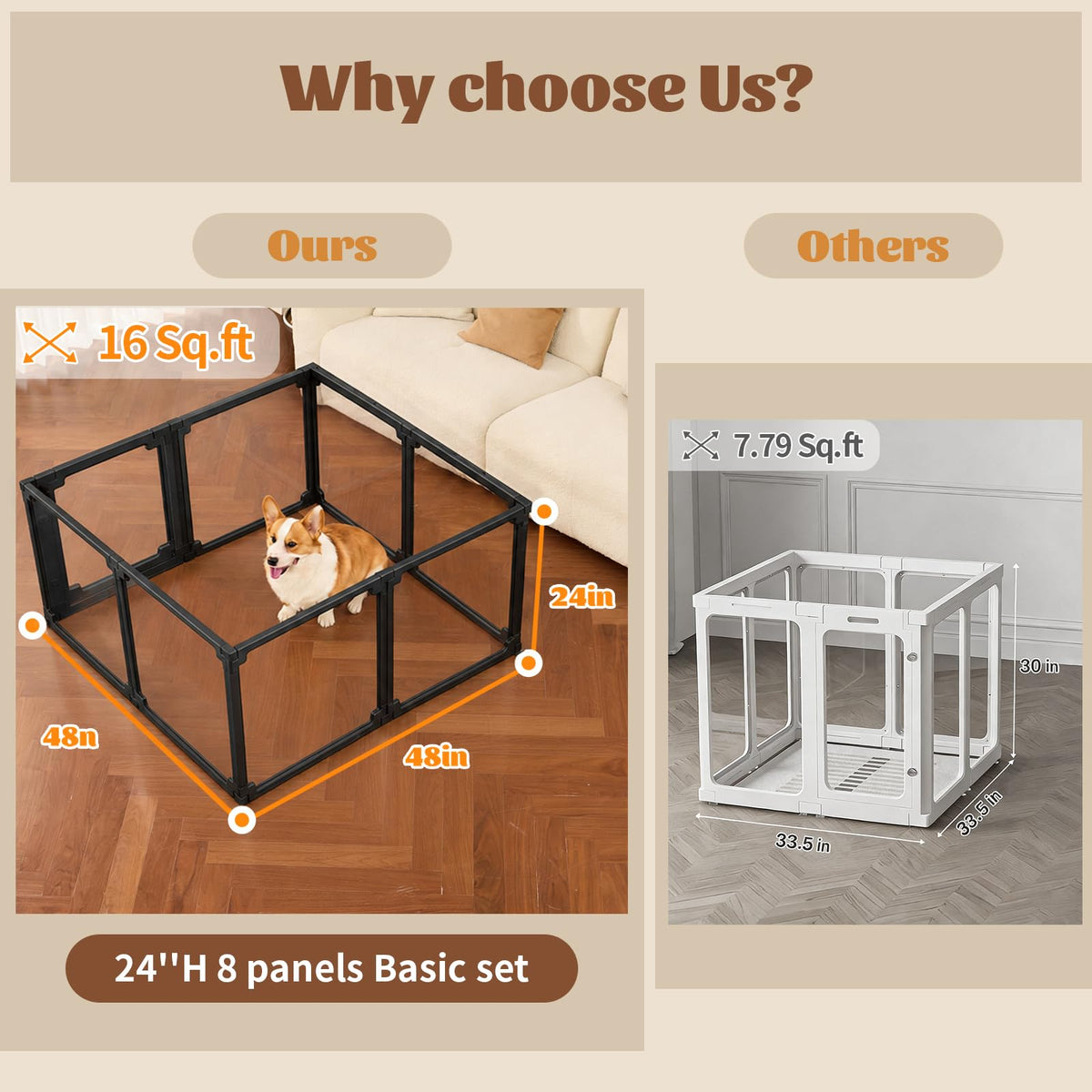 EVOTAILS Pet Playpen in 10", Black