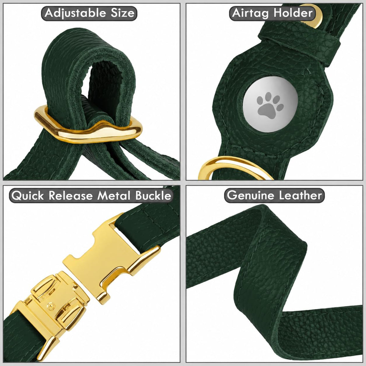 BUDKAS Animal Collar in XS, 9"-12" Neck Fit, Green