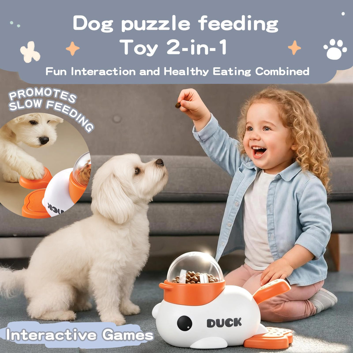Star&Mi Pet Feeder in Duck-White