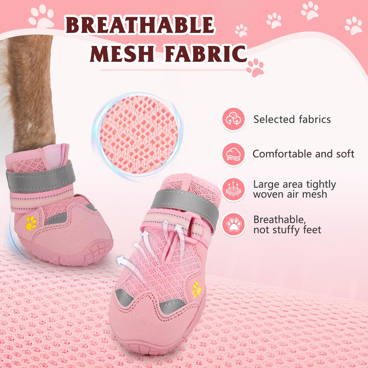 FISHOAKY Paw Hoof Protector in Size 2: 1.77''x2.3''(W*L), Pink