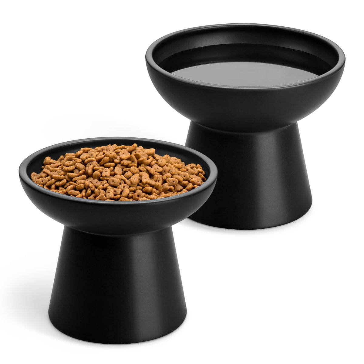 vancasso Pet Feeder in 2 Pack-Food & Water Bowls, Black