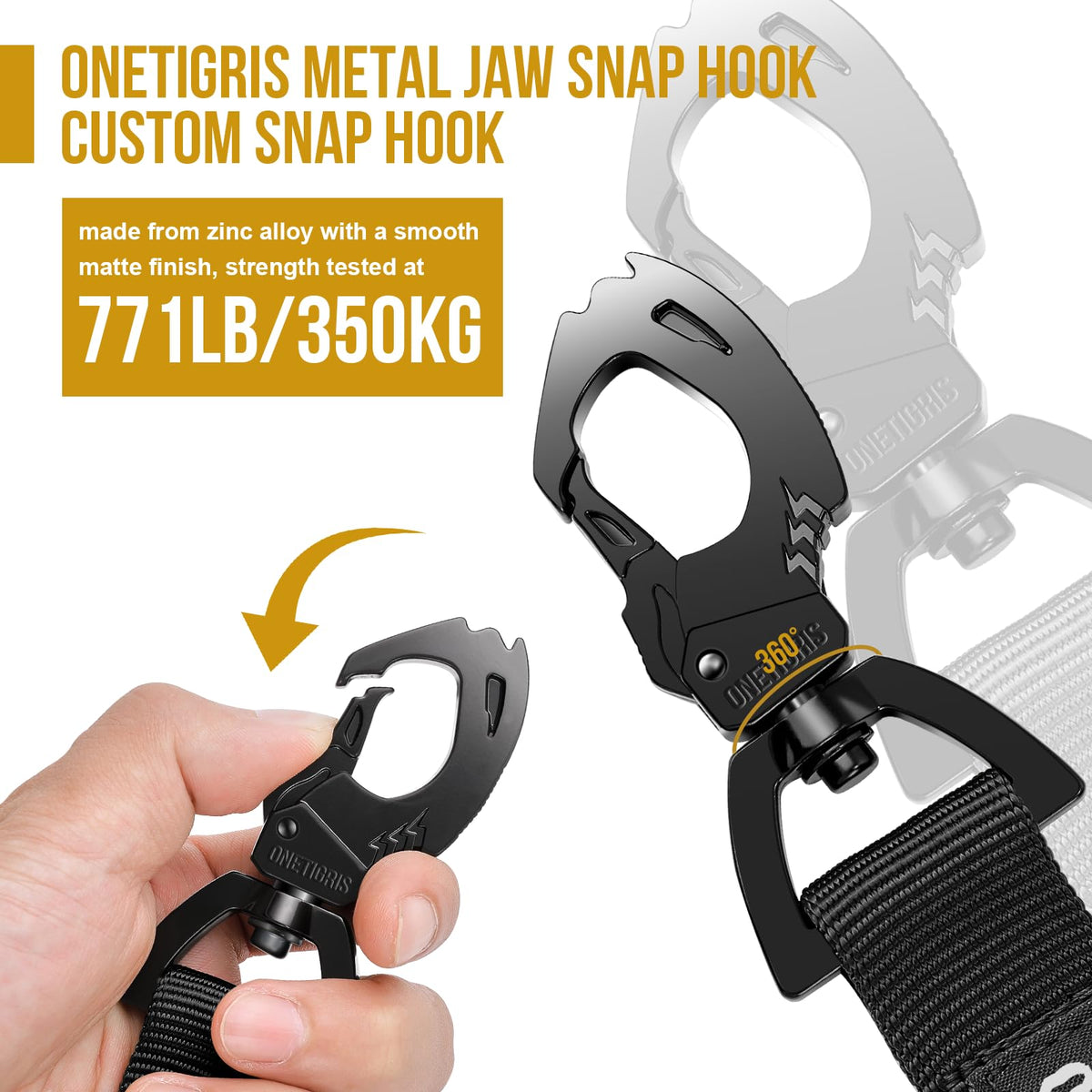 ONETIGRIS Leash in 85cm-118cm/33.5in-46.5in, Black