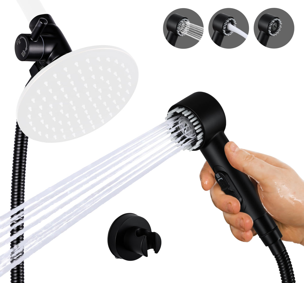 V-Frankness Showerhead in 78 Inches Hose, Matte Black