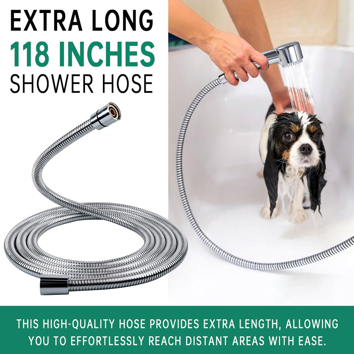 V-Frankness Showerhead in 118 Inches Hose, Polished Chrome