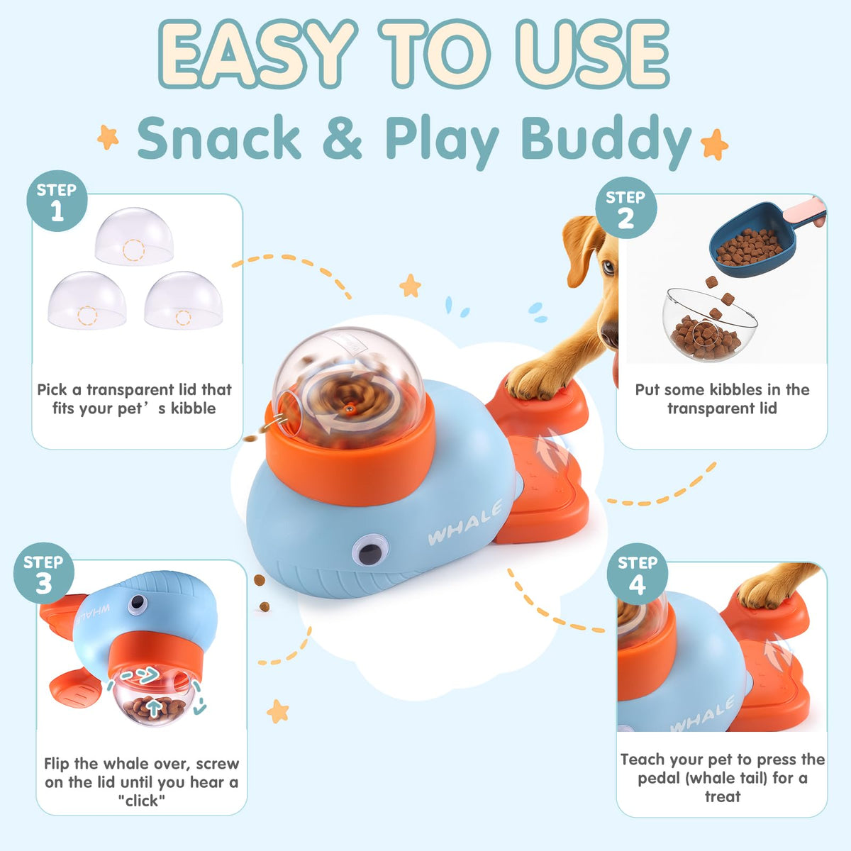 Star&Mi Pet Feeder in Whale-Blue