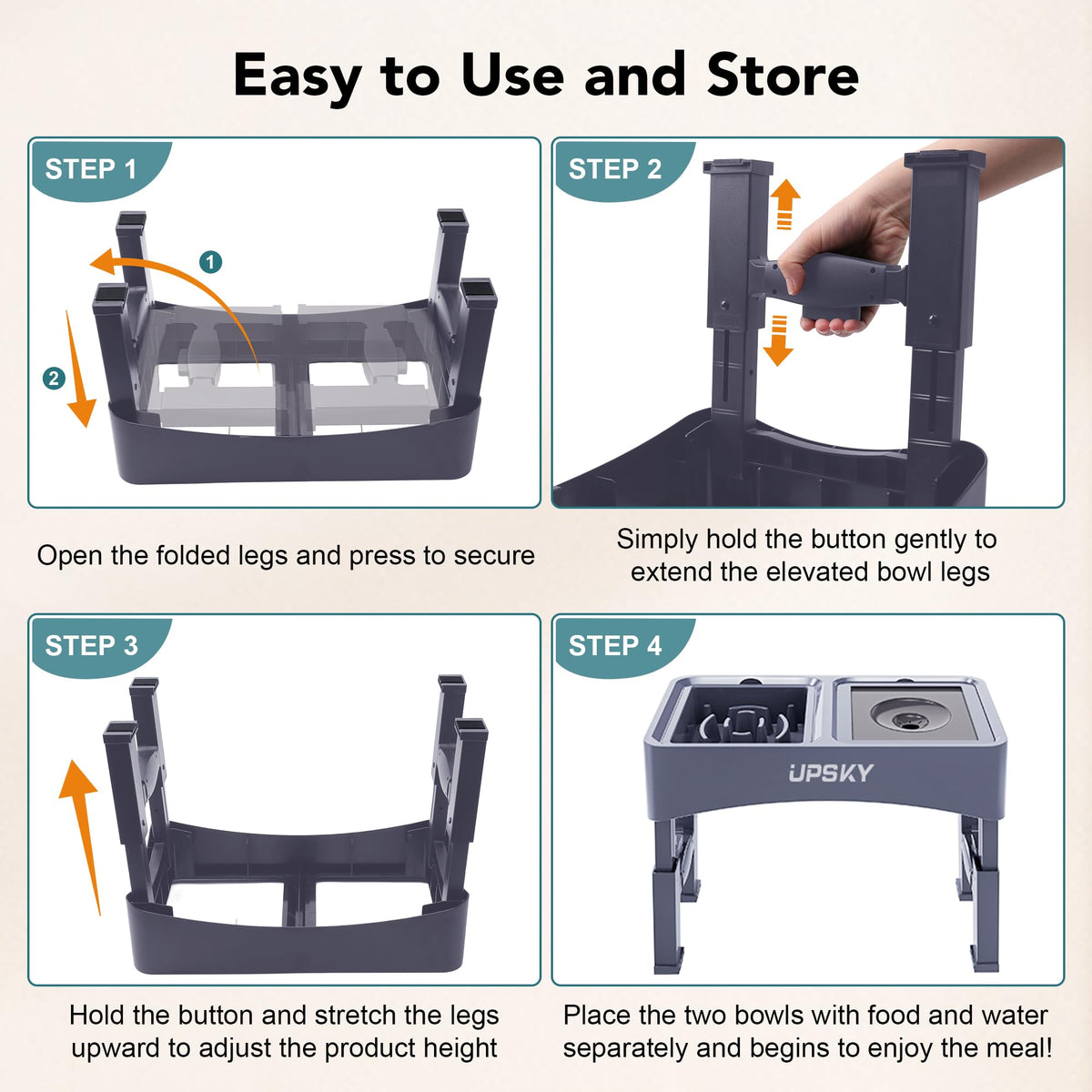 UPSKY Pet Feeder in F-3 in 1 Blue