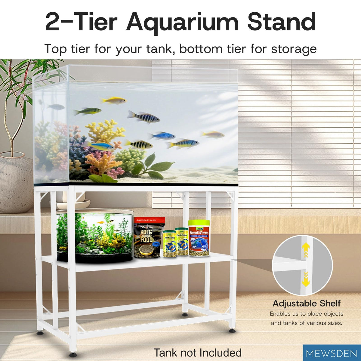 MEWSDEN Item Stand in (10 Gallon)24.8"x9.25", White