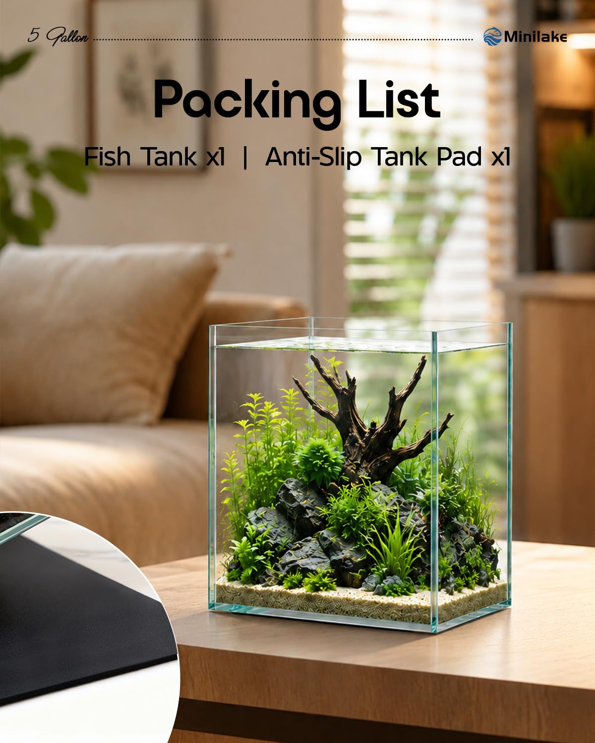 minilake Vivarium in 5 Gallon Vertical, Transparent