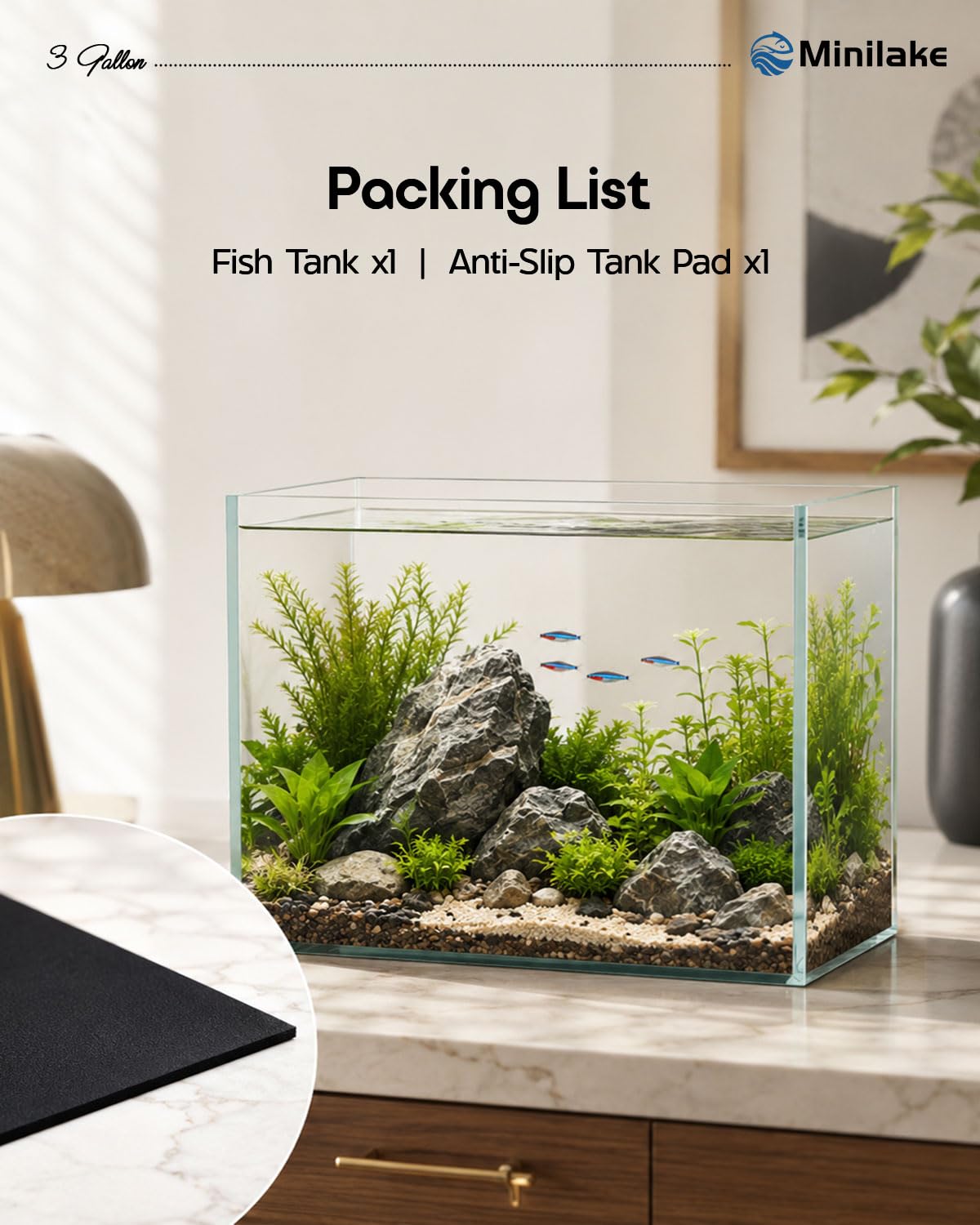 minilake Vivarium in 3 Gallon, Transparent