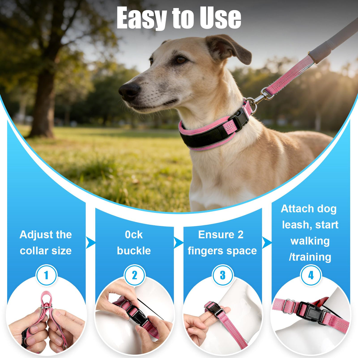 NozlaID Animal Collar in XL(23"-28"), Pink