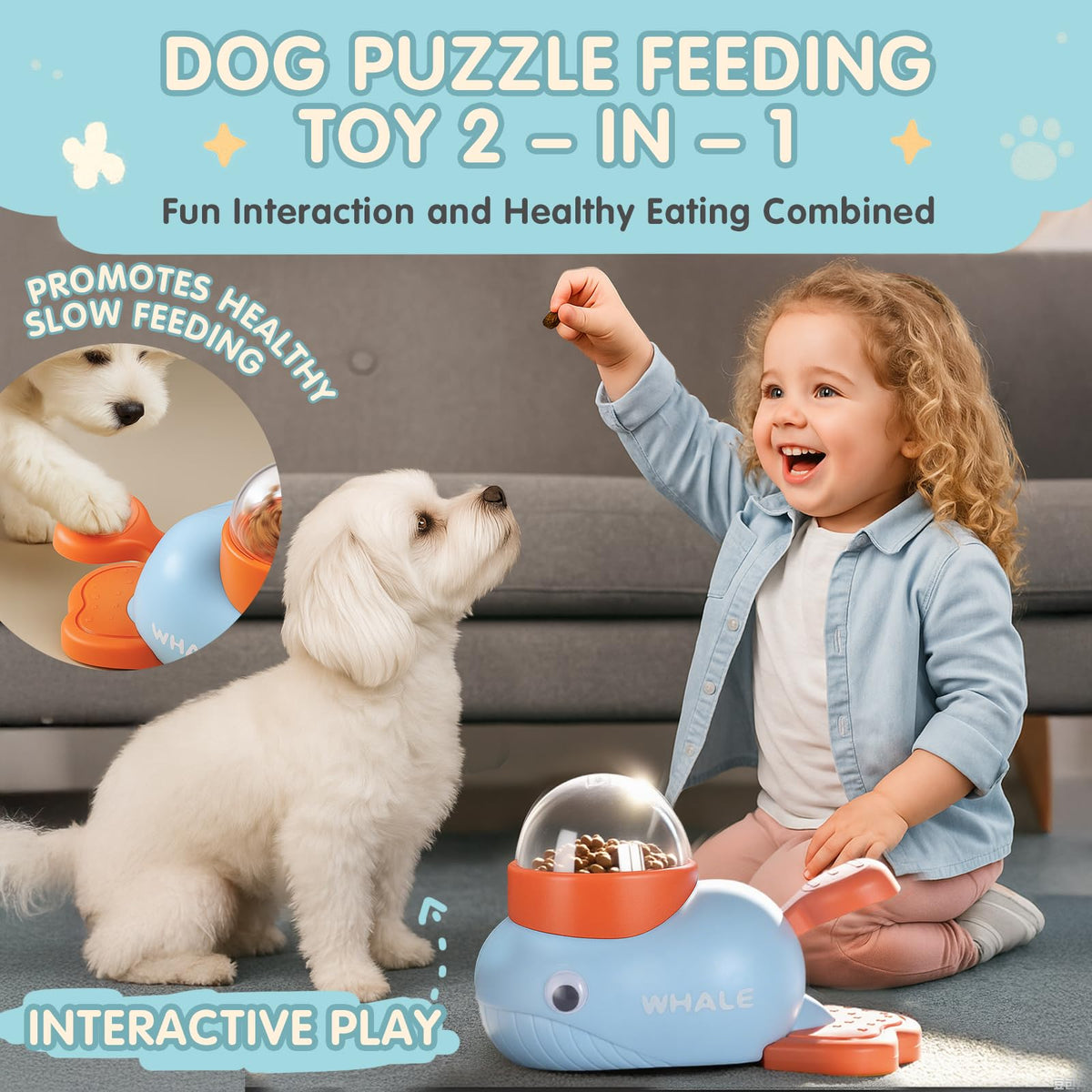 Star&Mi Pet Feeder in Whale-Blue