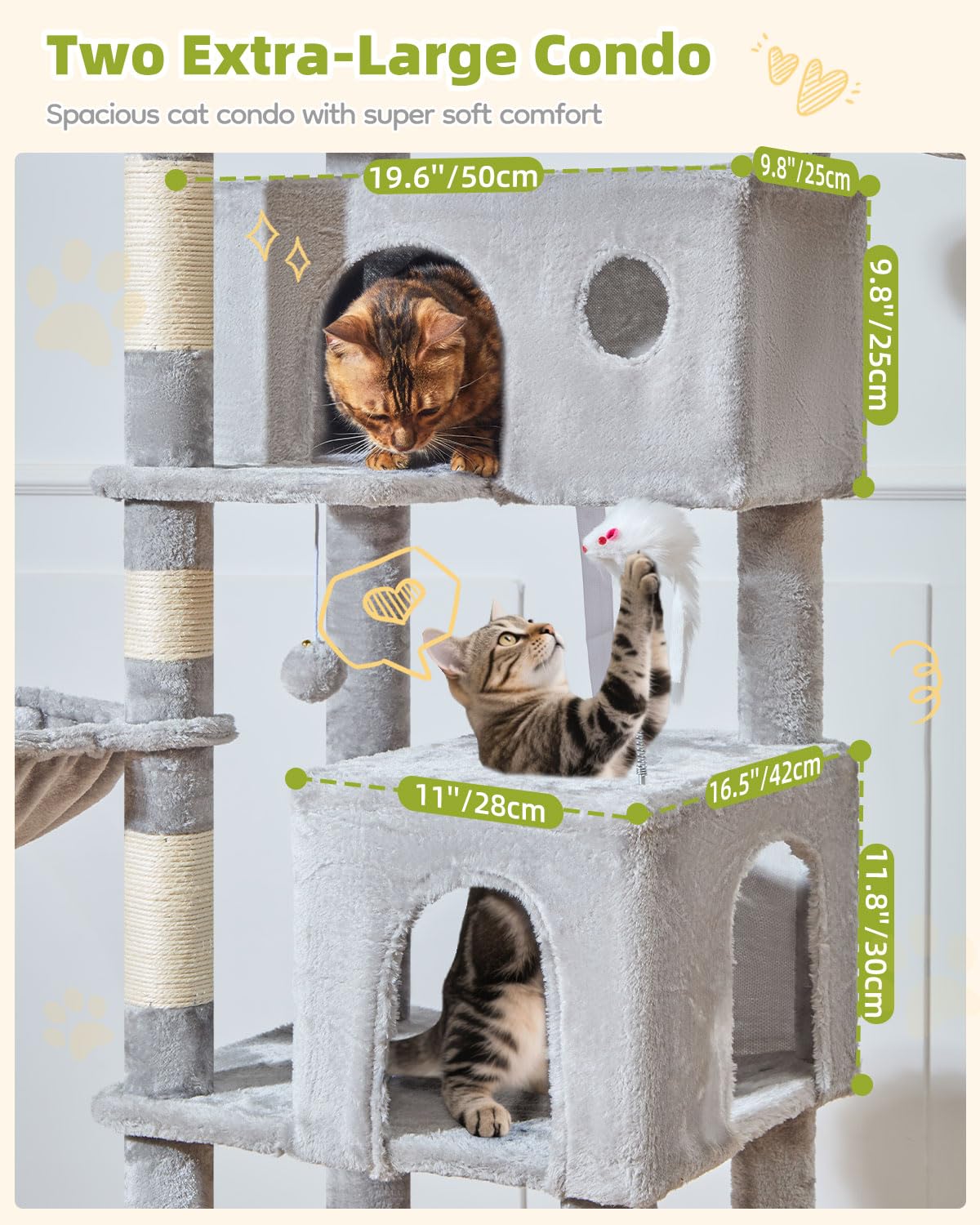 Taoqimiao Pet Activity Structure in 76 inch, Light Gray