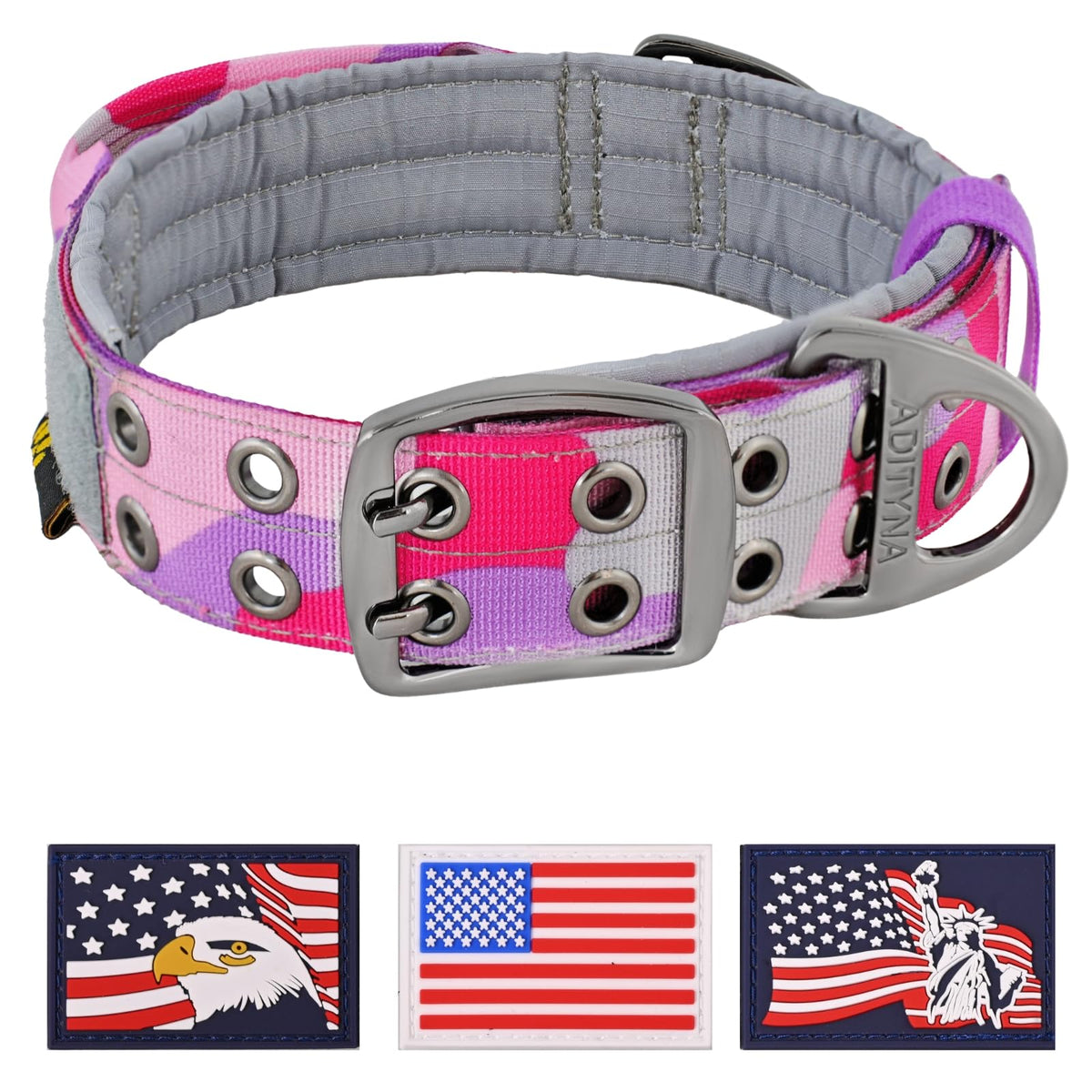 ADITYNA Animal Collar in Extra-Large: Fit 24-30" Neck, Camo Pink Purple