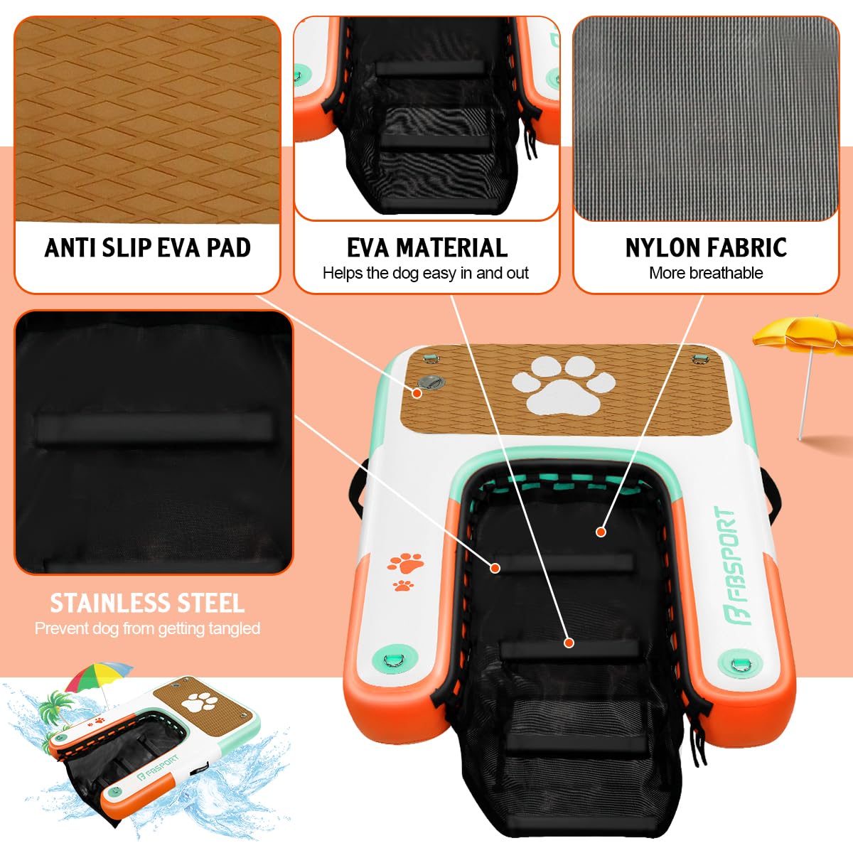 FBSPORT Ramp in 47"*39"*6", Teal&orange White