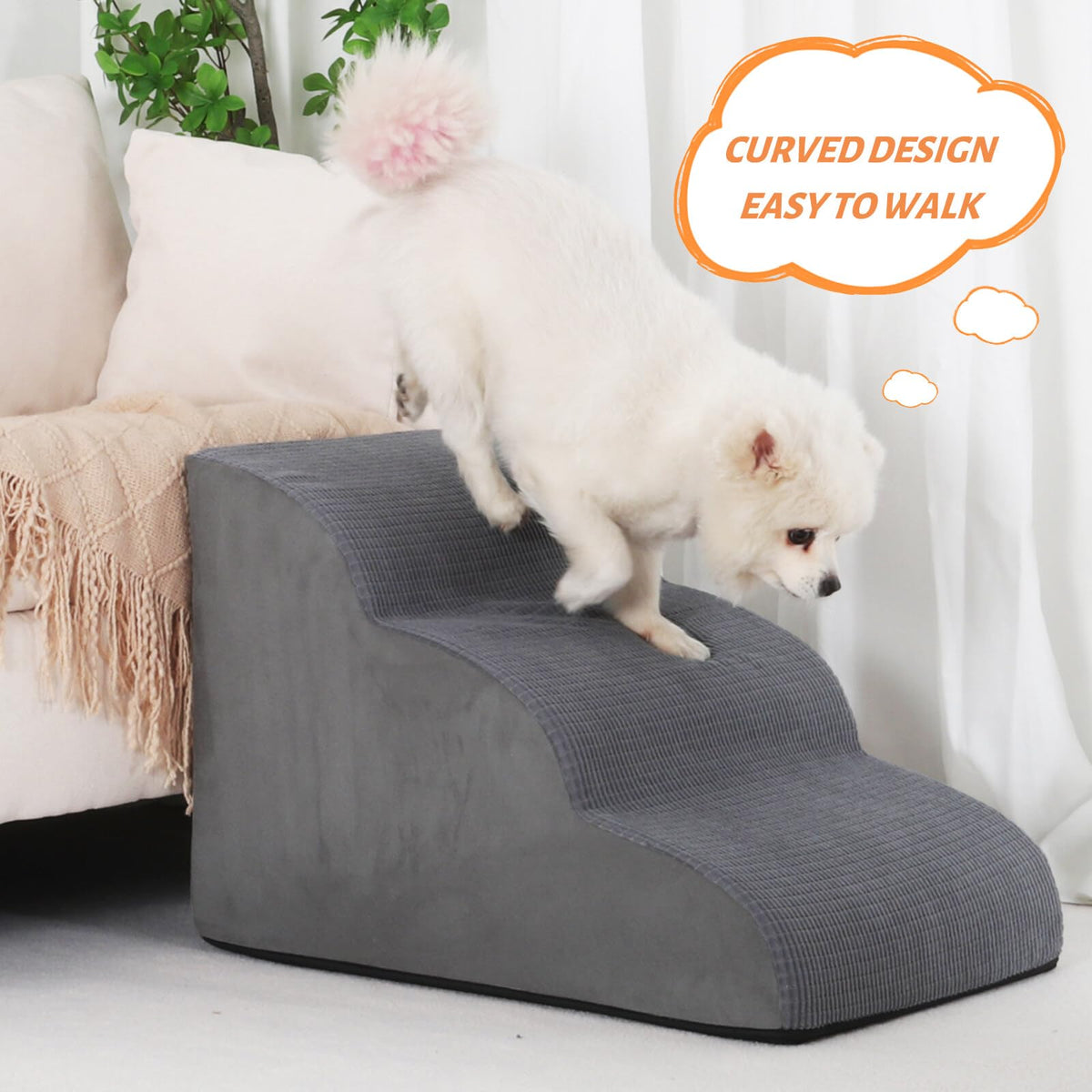 aodisman Animal Stair in Standard 3-Step 15.7"H, Grey
