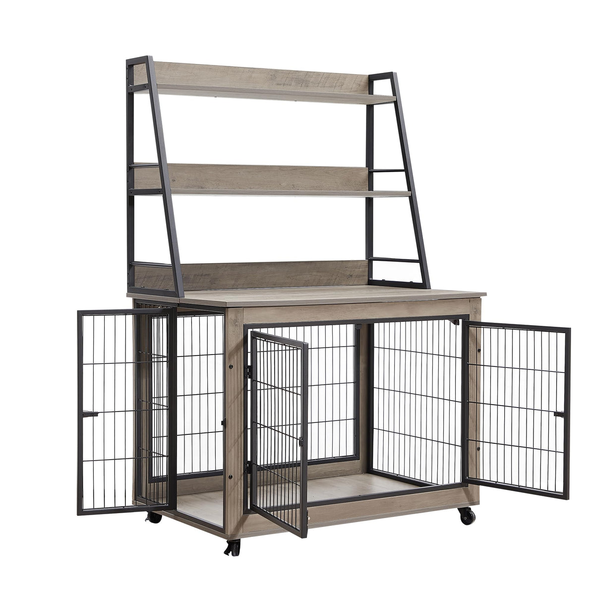 NicBex Animal Cage in 38.6"L x 25.2"W x 56.9"H, Grey