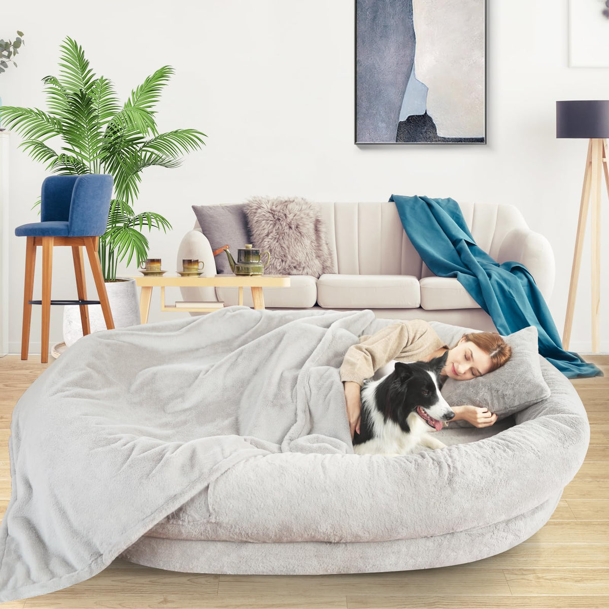 Fvkind Pet Bed Mat in 70"L×33"W×12"Th, Grey