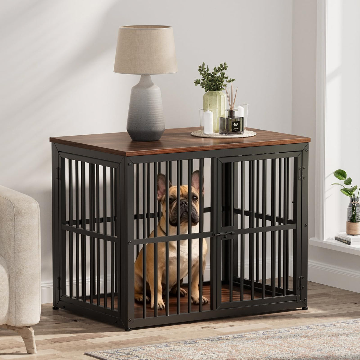 Lyromix Animal Cage in 33.1"L x 22.1"W x 26.0"H, Walnut