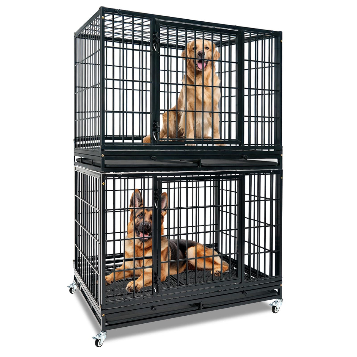 Homey Pet Animal Cage in 46.5"L x 28.5"W x 68"H, Black