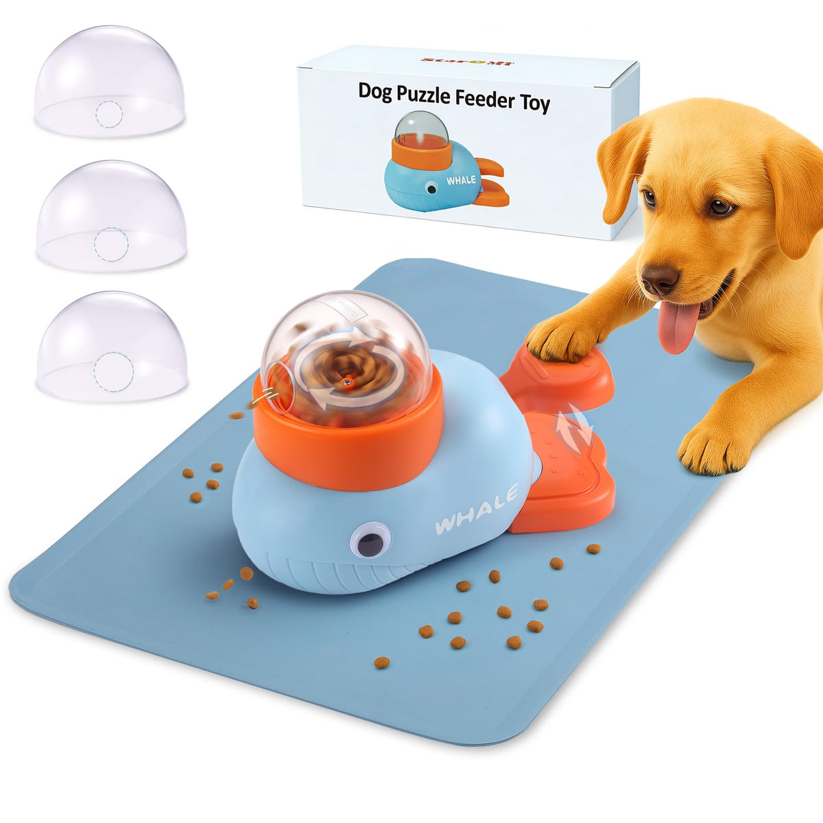 Star&Mi Pet Feeder in Whale-Blue With Mat