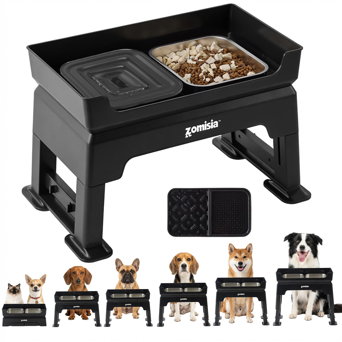 ZOMISIA Pet Feeder in 2L, Black