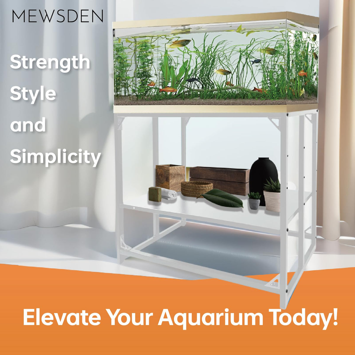 MEWSDEN Item Stand in (10 Gallon)24.8"x9.25", White