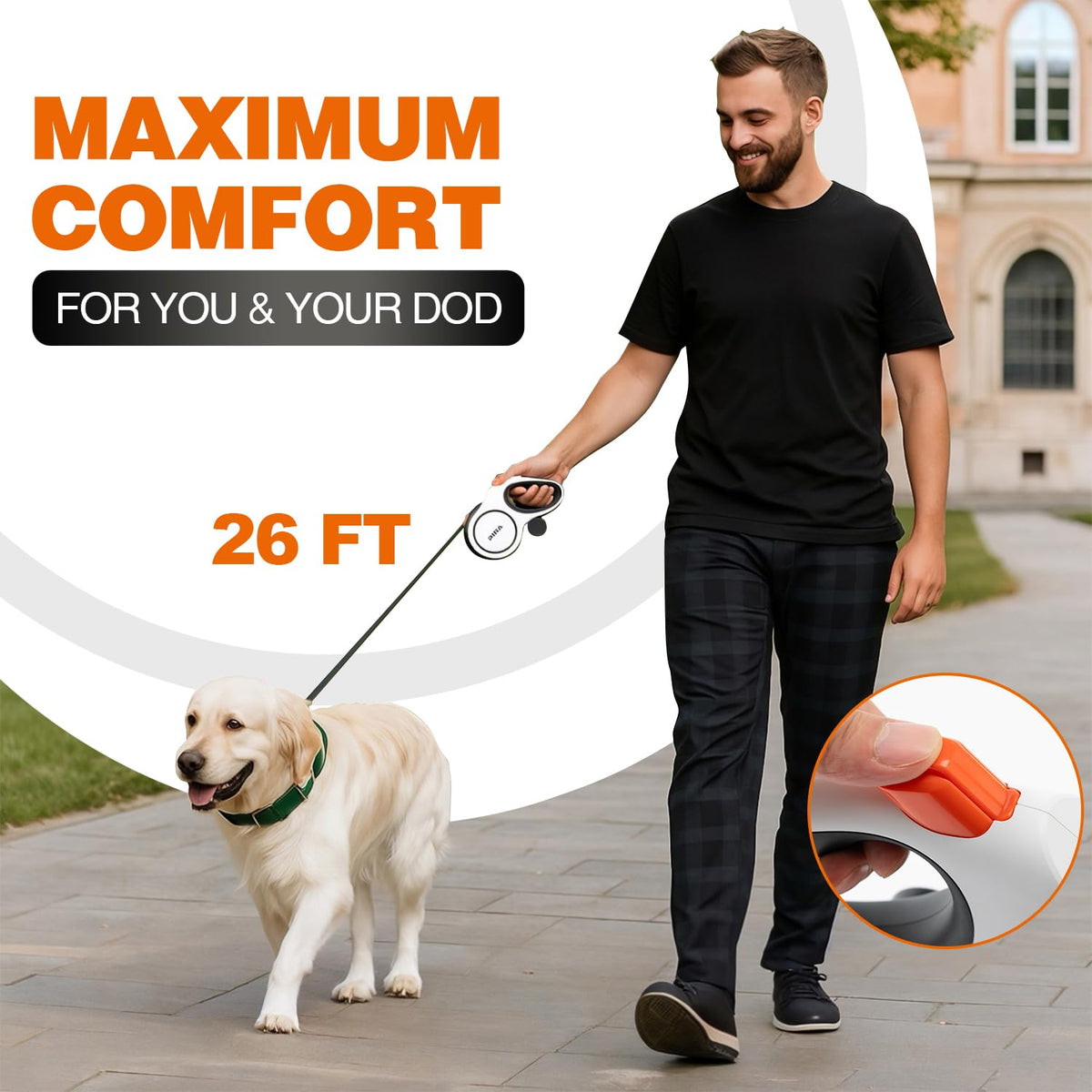 Pina Leash in 26 ft, White