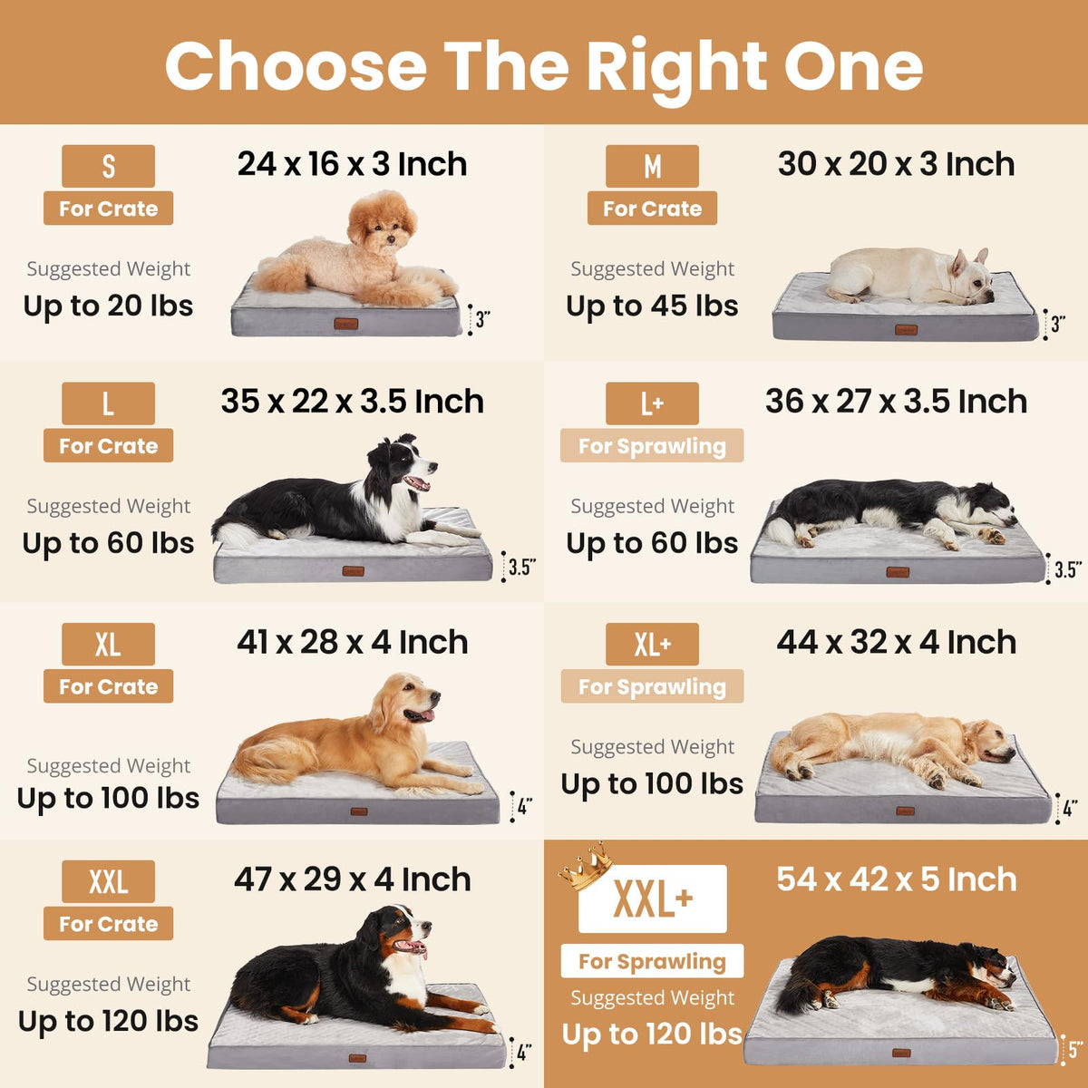 OhGeni Pet Bed Mat in 54" x 42" x 5" (For Sprawling), 01-Gray