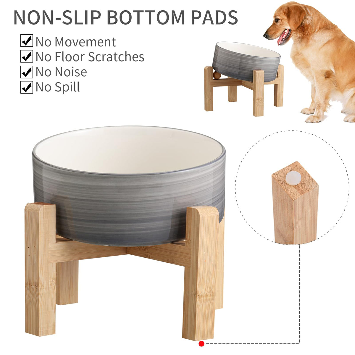 DJJJOOYS Pet Feeder in Slanted Small Dog Bowl, Grey White