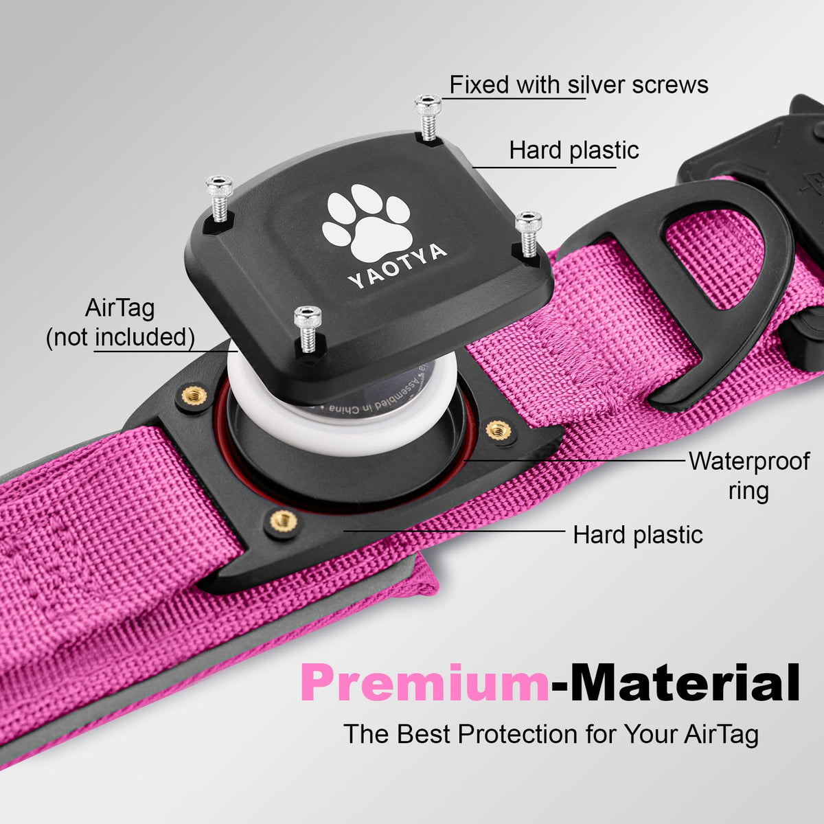 YaoTya Animal Collar in M(15"-18.5"), Pink