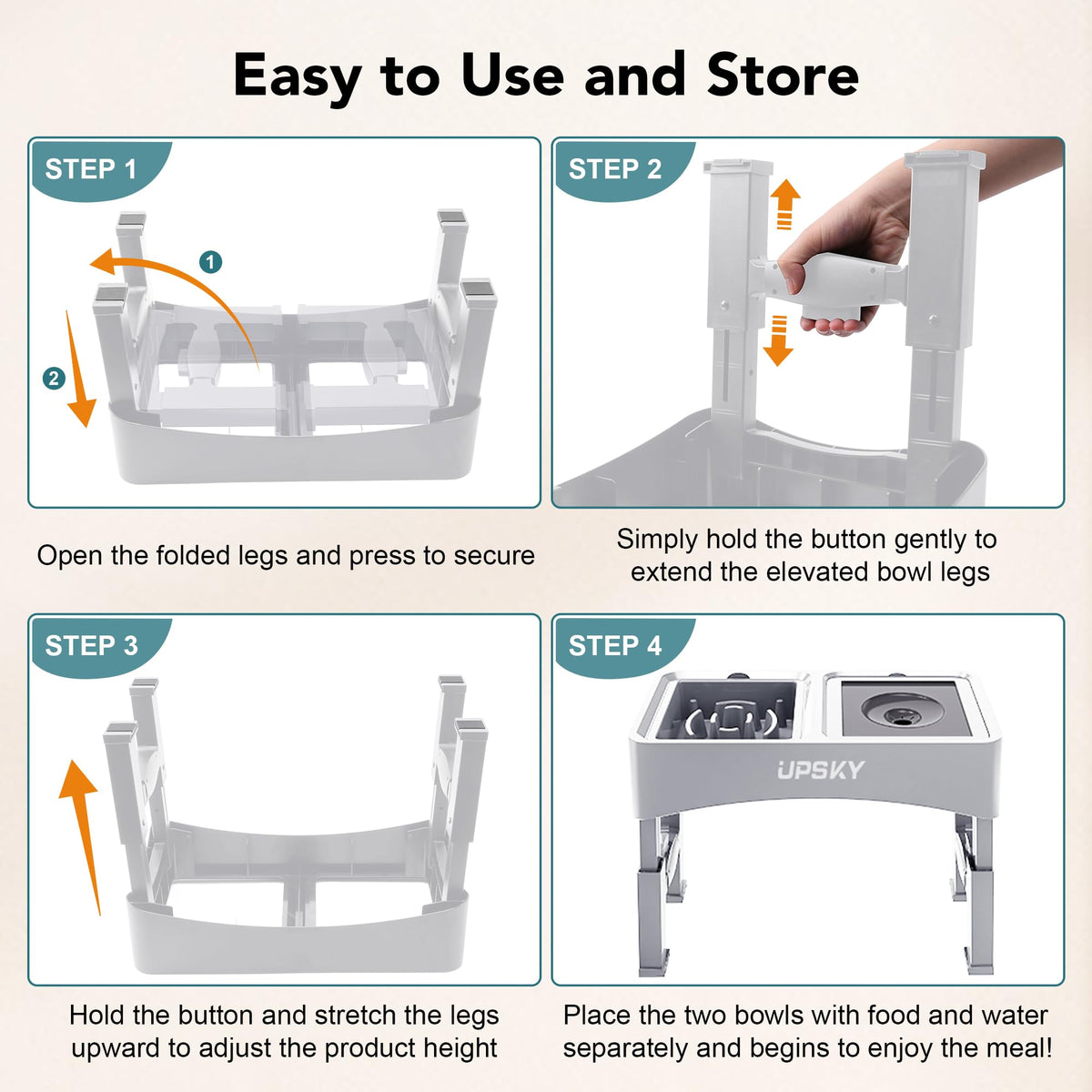 UPSKY Pet Feeder in E-3-in-1 (White)