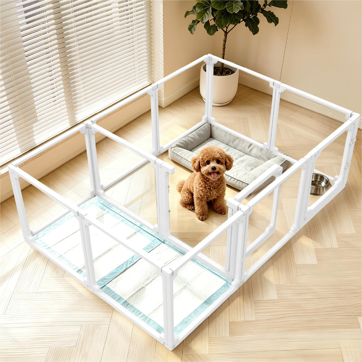 EVOTAILS Pet Playpen in 24", White