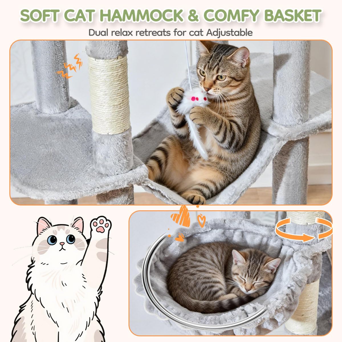 Taoqimiao Pet Activity Structure in 79 inch, Light Gray