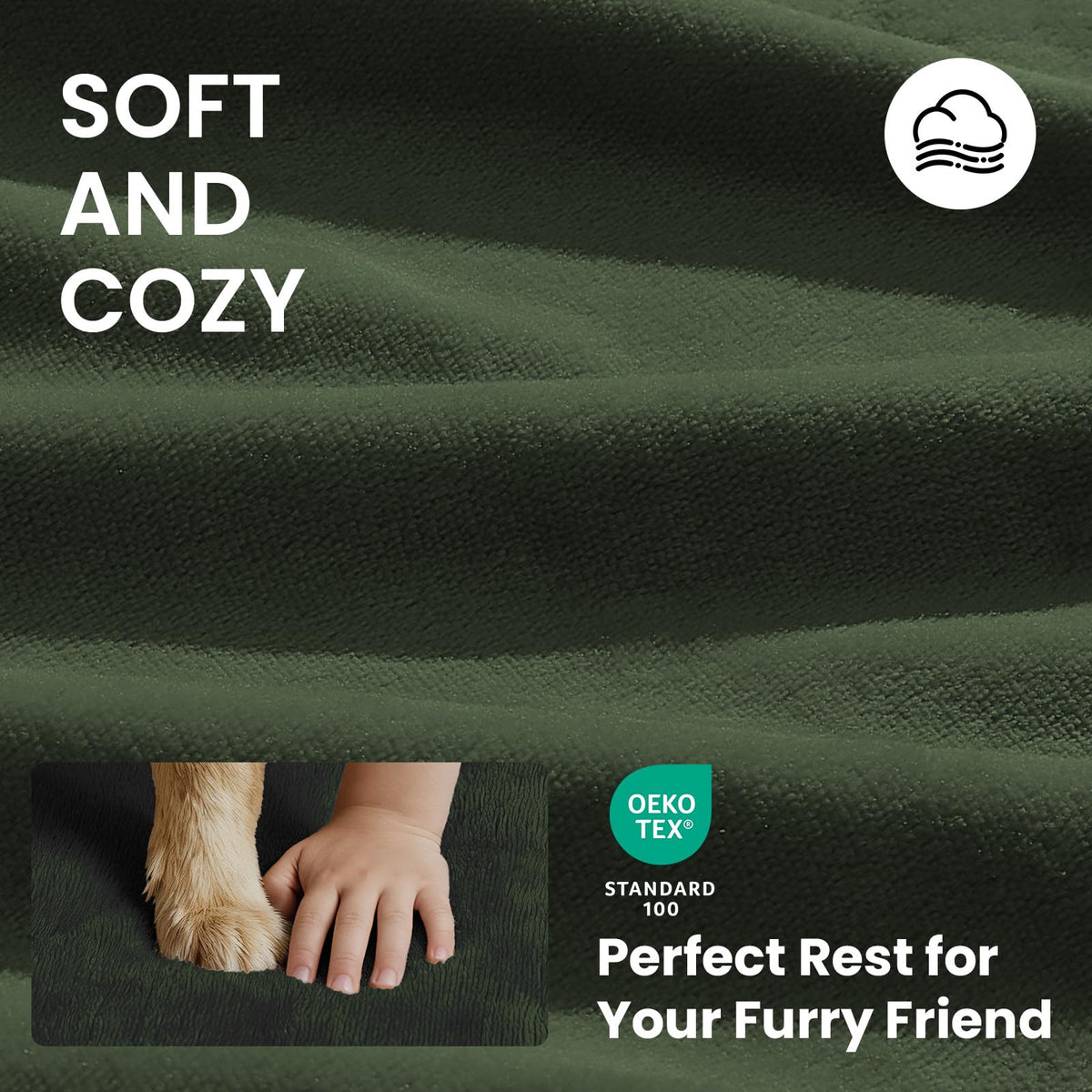 OhGeni Pet Bed Mat in 41" x 28" x 4" (For Crate), 05-Green