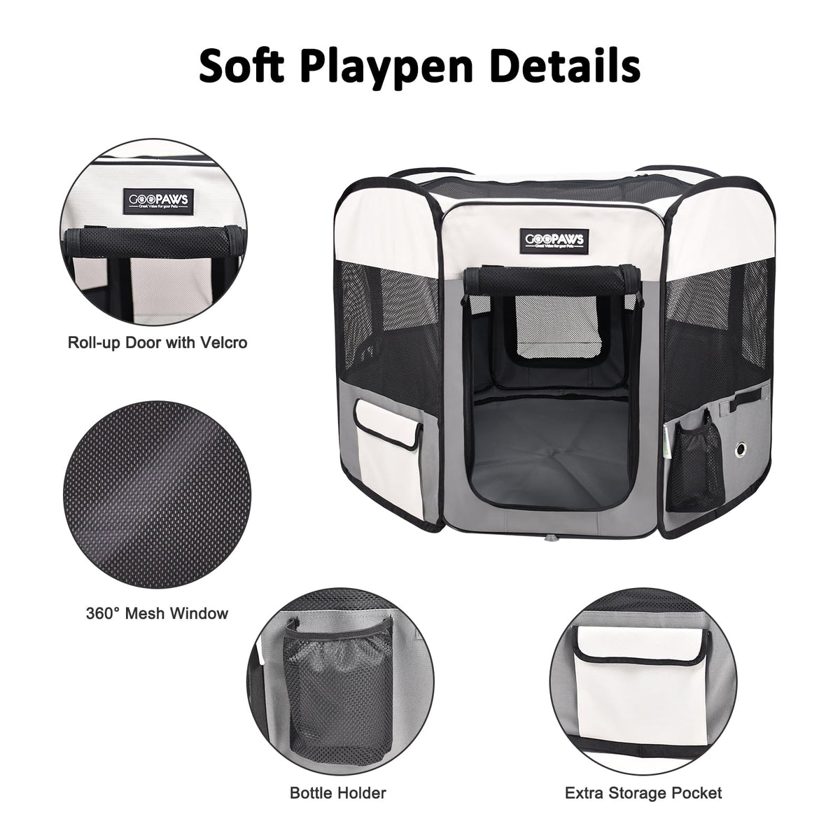JESPET Pet Playpen in 45 x 45 x 24 inches, Light Grey