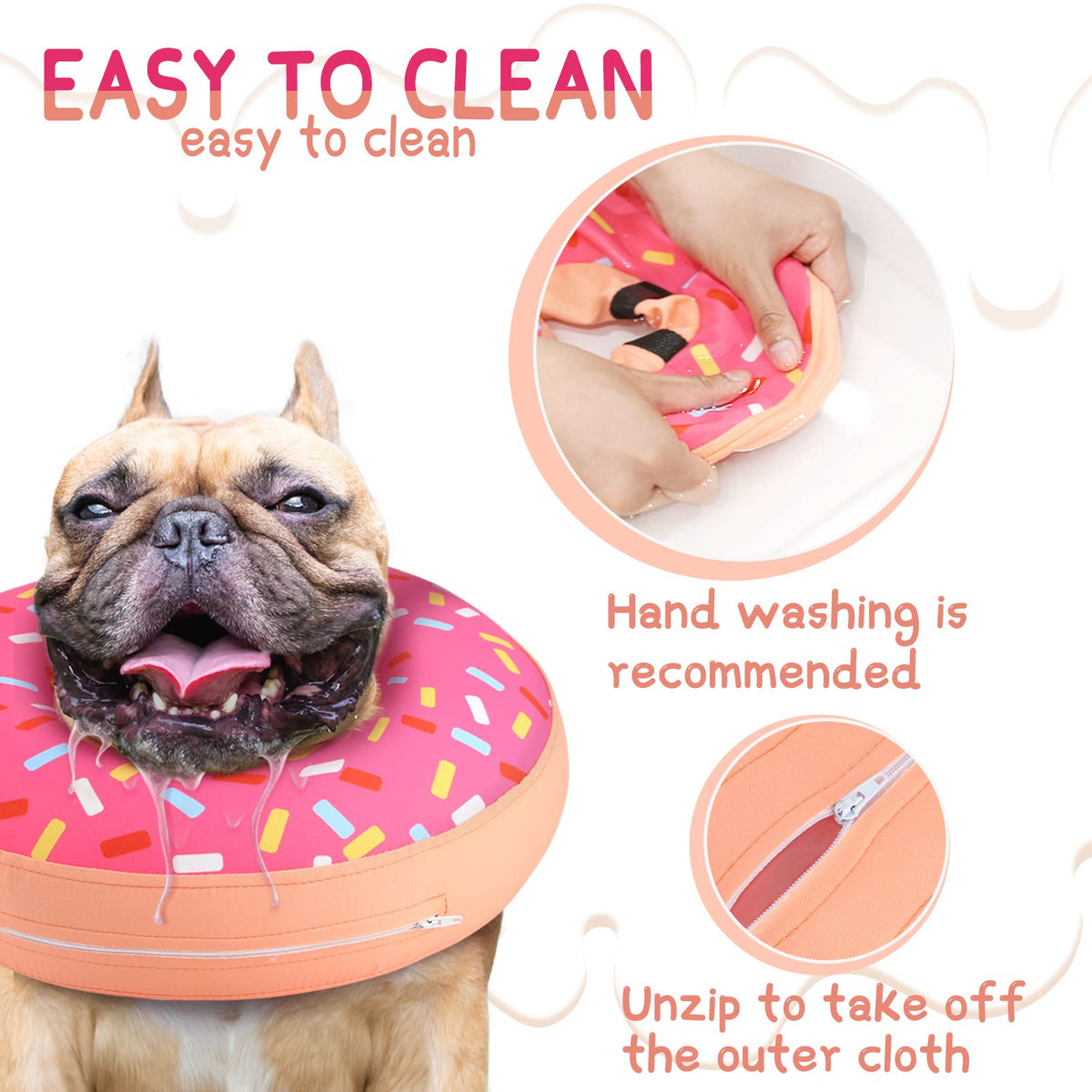 Supet Animal Recovery Collar Cone in XS(Neck 4"-7"), Donut Pink