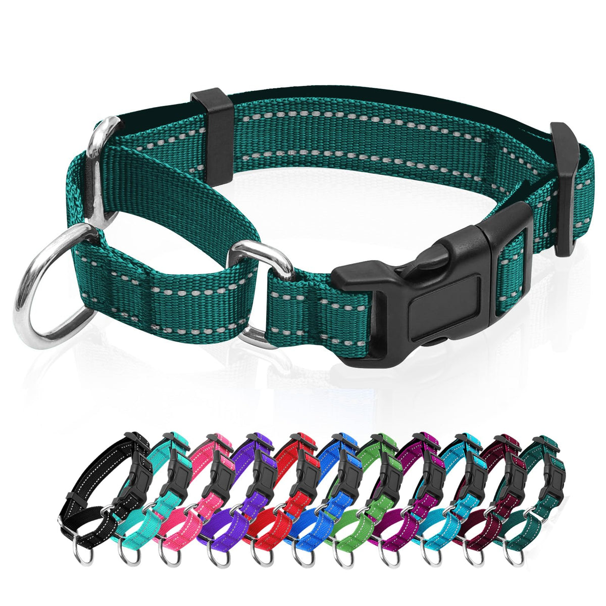 GDLKPS Animal Collar in XS:3/4" Wide for 11.5"-13.5" Neck, Blackish Green
