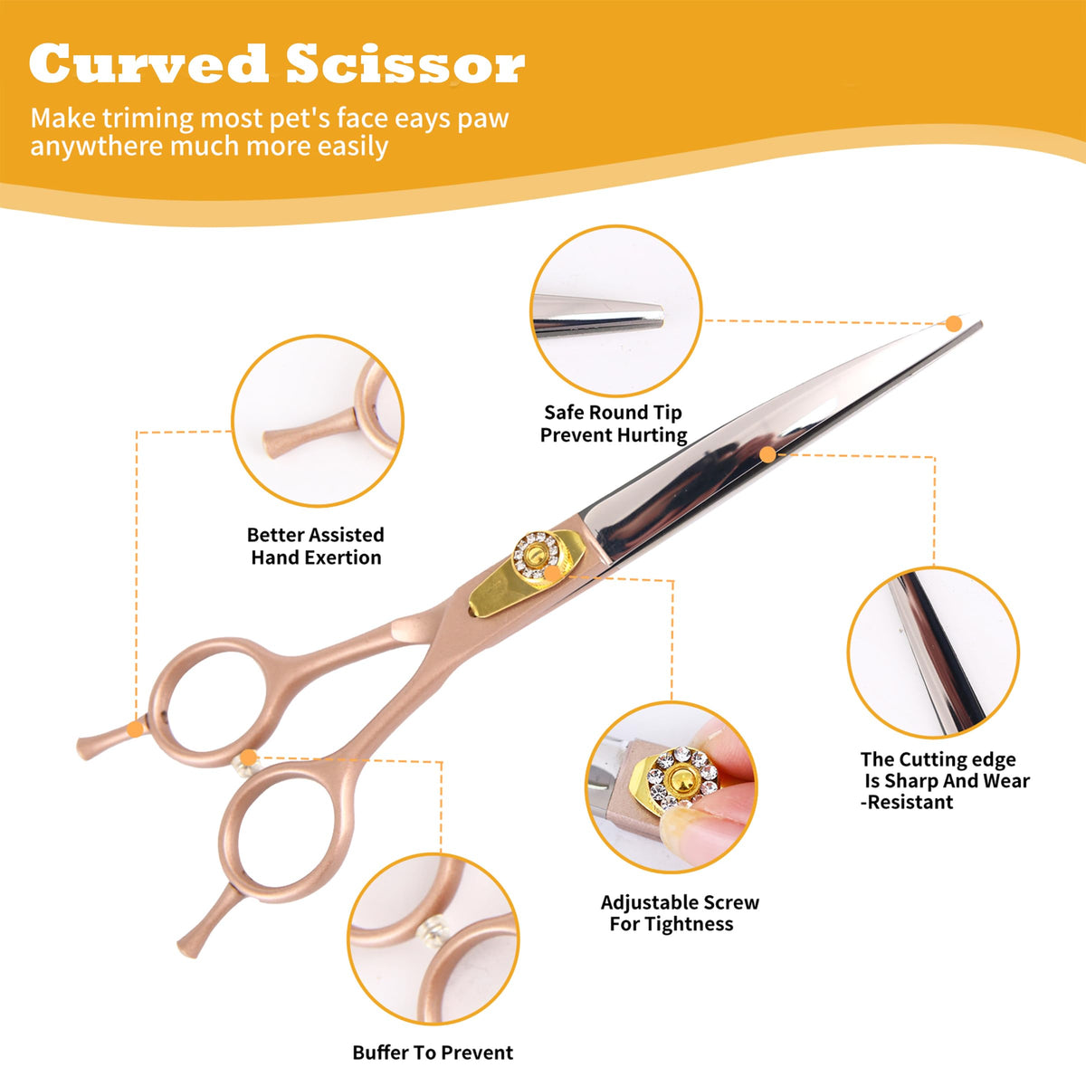 hyzrqwyw Scissors in 4 pieces - Professional Kit, Rose Gold