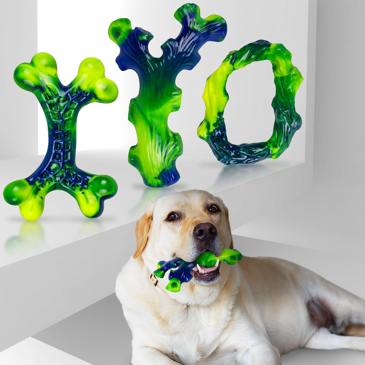 Frienhund Pet Toy in 3 Pack, Green-3-Pack