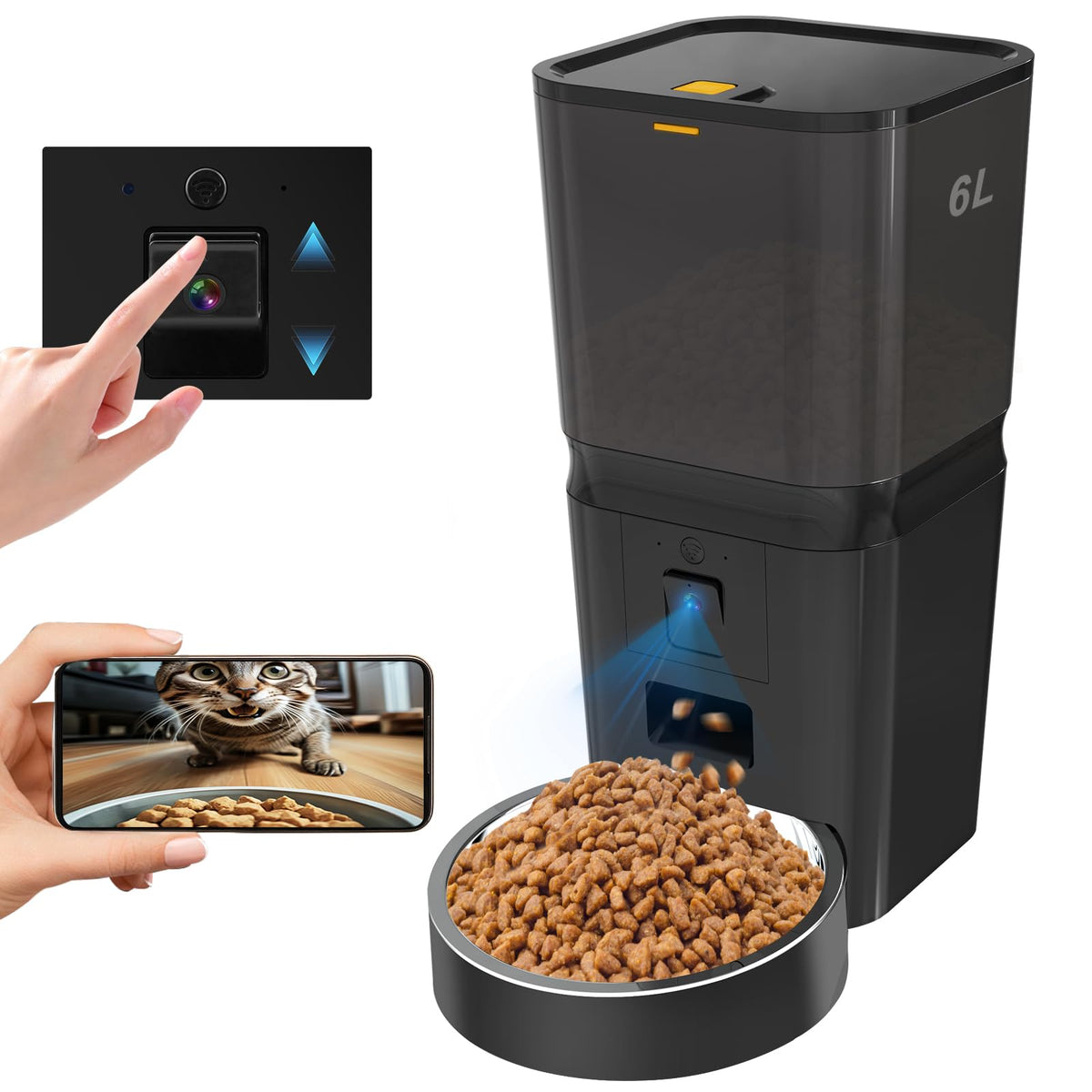 SIATELOO Pet Feeder in Large, Matte black