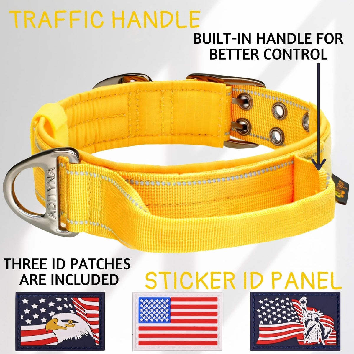 ADITYNA Animal Collar in Large: Fit 18-23" Neck, Yellow
