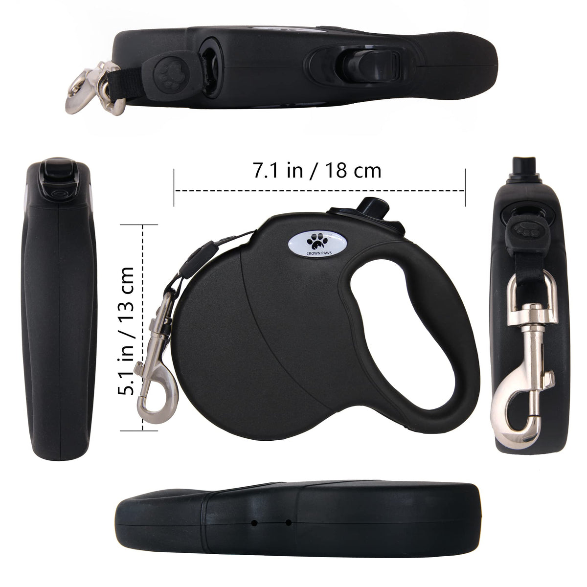 CROWN PAWS Leash in Large, Black