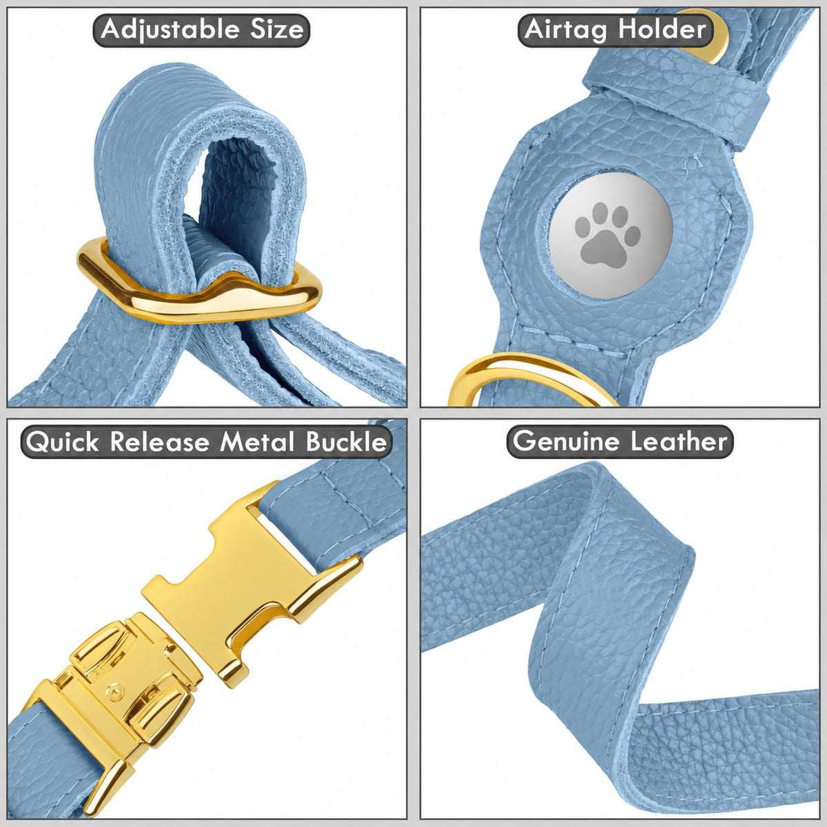 BUDKAS Animal Collar in XS, 9"-12" Neck Fit, Cornflower