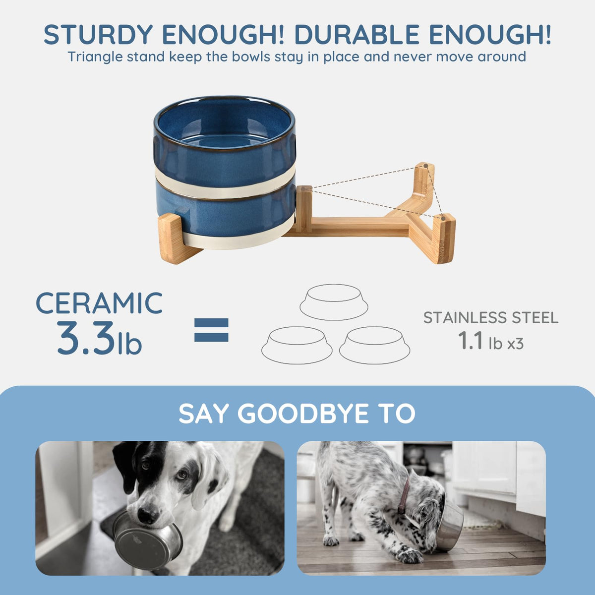 SPUNKYJUNKY Pet Feeder in 1.7 cups, Pattern Blue × 2