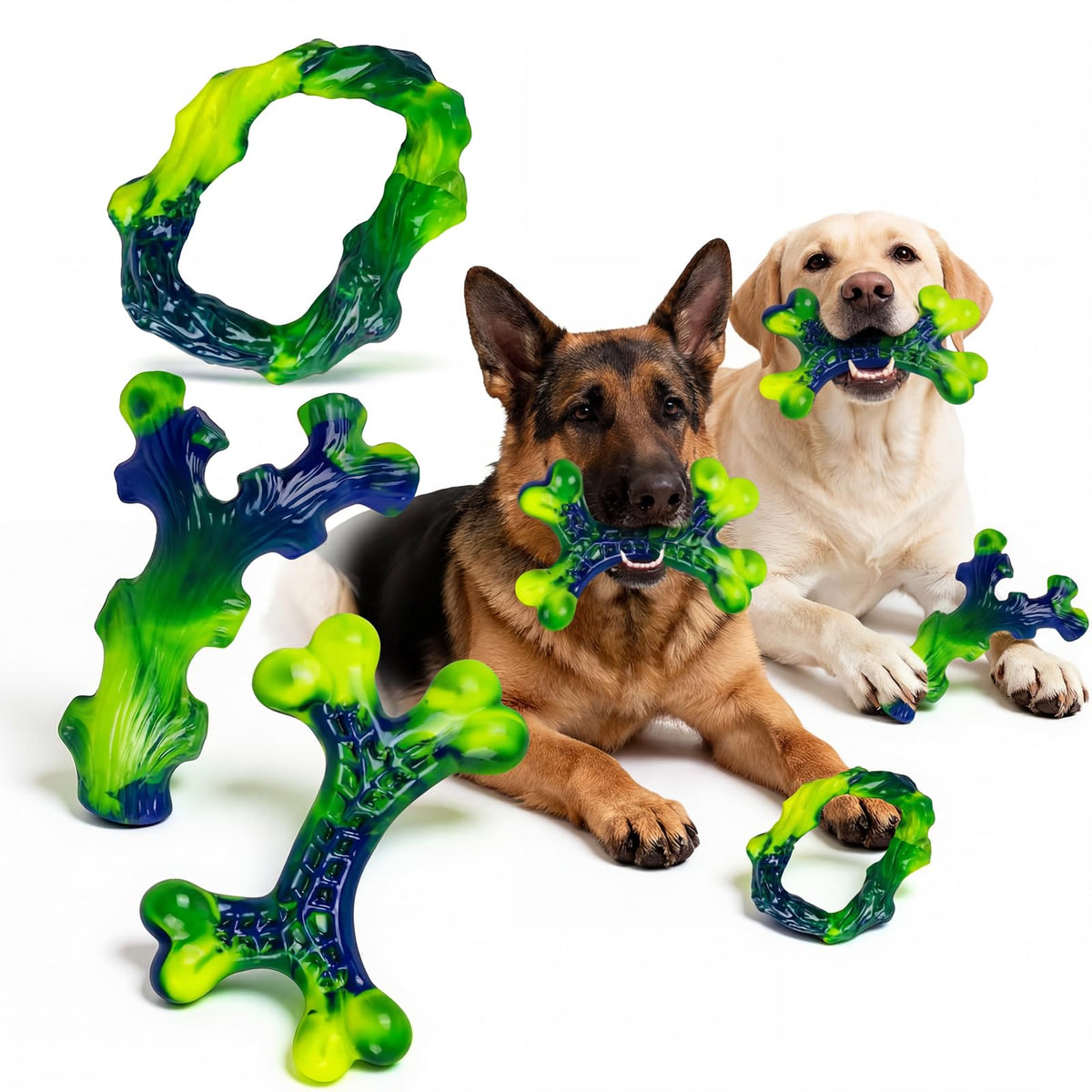 Frienhund Pet Toy in 6 Pack, Green-6-Pack