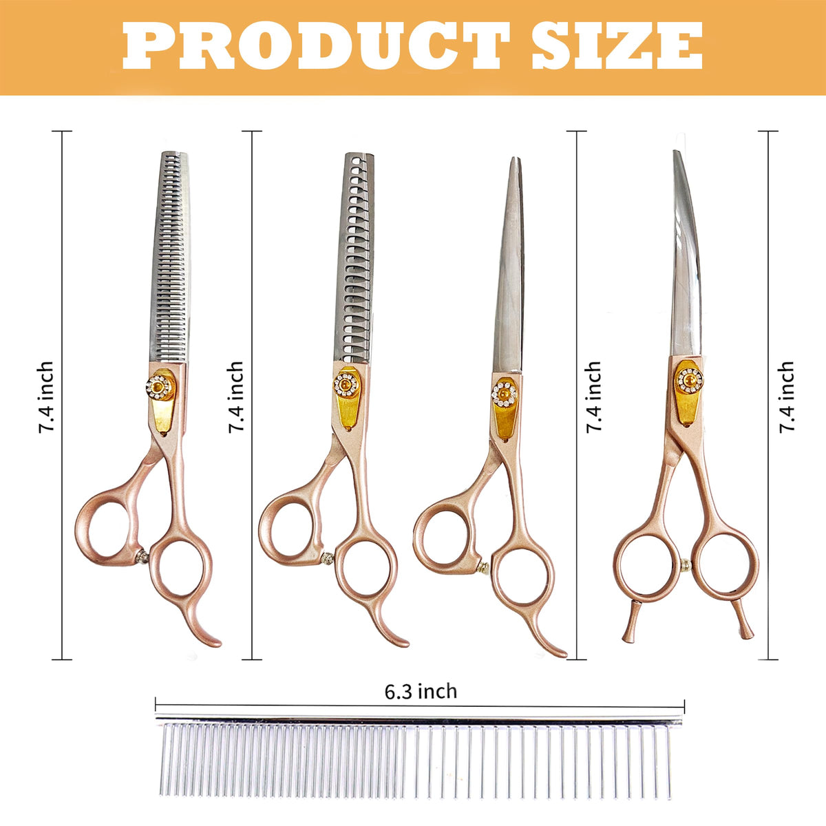 hyzrqwyw Scissors in 4 pieces - Professional Kit, Rose Gold