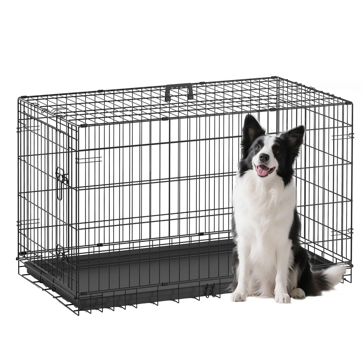 FDW Animal Cage in 42.0"L x 26.0"W x 28.0"H, Black