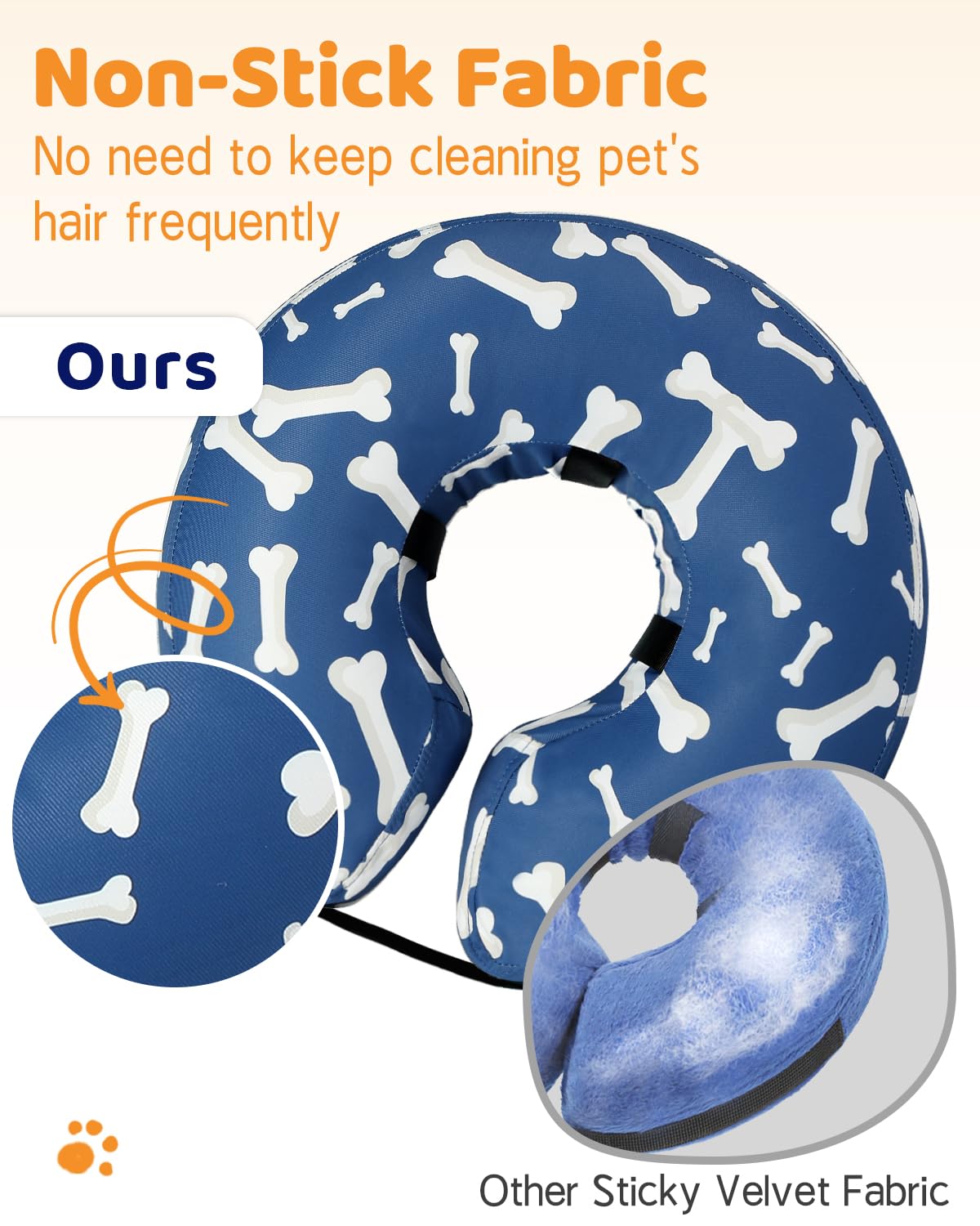 Supet Animal Recovery Collar Cone in S(Neck 7"-9.5"), T Bone Navy