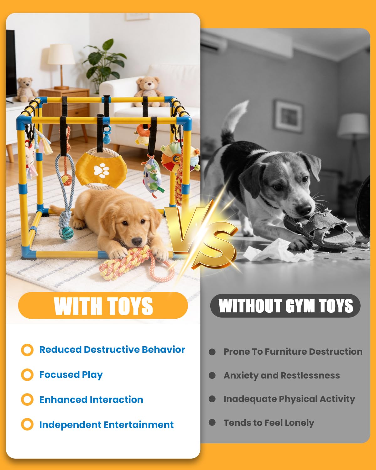 Grevigily Pet Toy in 23.6x15.7x15.7inch, Yellow + Blue